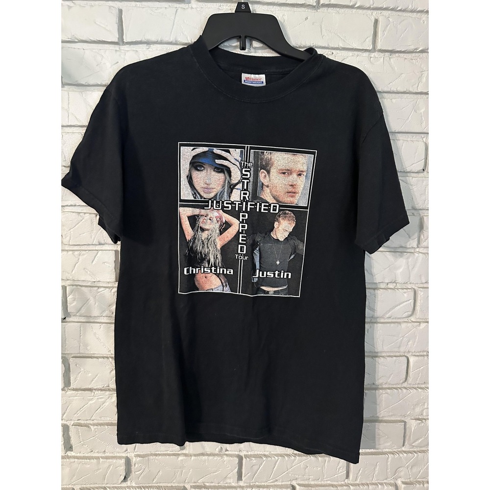 Vintage Justified Stripped Tour Shirt Mens Medium Black Concert Double Sided 00s